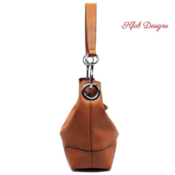 New! Sale 🎉 Brown Large Classic Bucket Vegan Leather Bag Purse - Picture 4 of 6